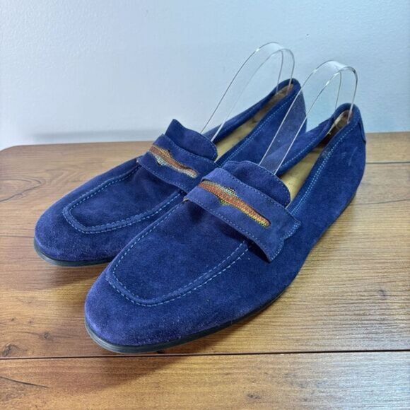Robert Graham Sandhills Navy Blue Suede Penny Loafers Shoes Slip Ons Size 11 D main image 5